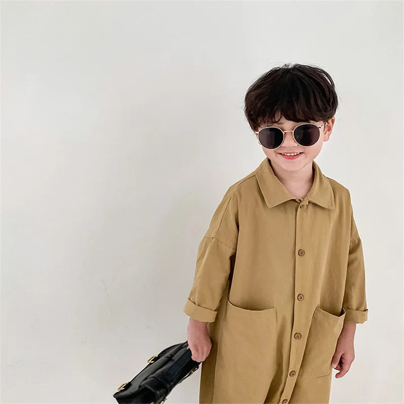 Korean style boys girls loose casual bodysuits spring autumn unisex kids cartoon long sleeve one-piece clothes