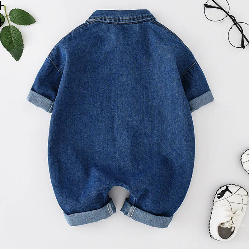 Baby Jumpsuits No Bag Spring And Autumn Japanese And Korean Version Girls Romper Children'S Clothes Boy Romper Denim Clothes