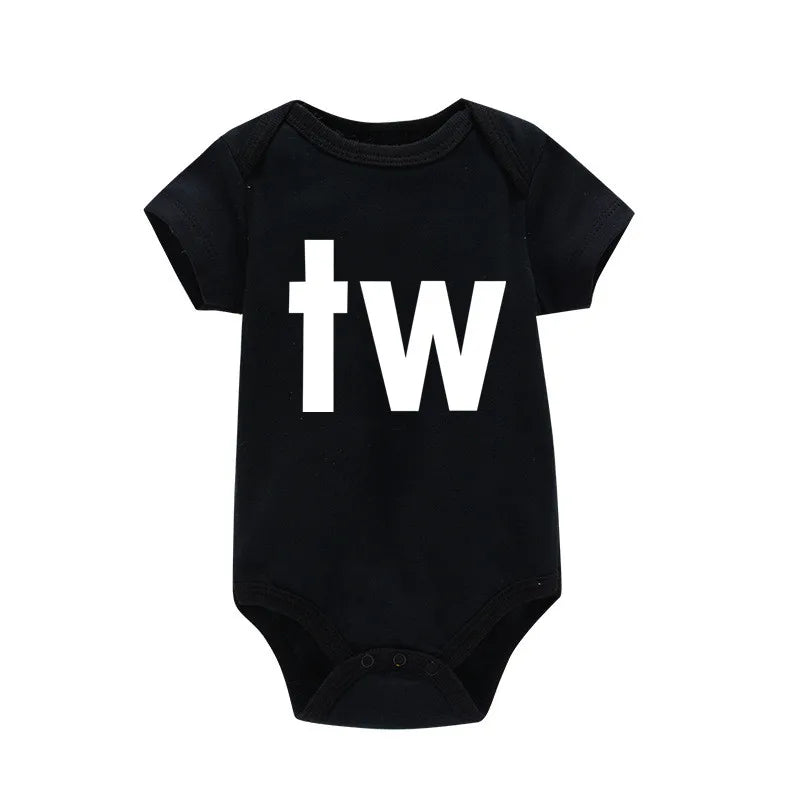 Black Bodysuit Twins Romper Baby Clothes 0-24M
