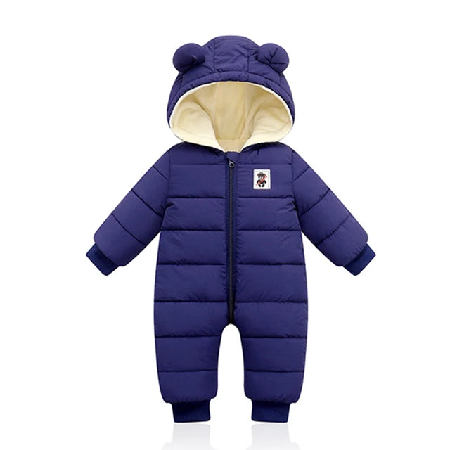 Winter Baby Newborn Plus Velvet Overalls Clothes Infant Boys Girls Warm Thick Jumpsuit Hooded Outfits Down Cotton kids Romper