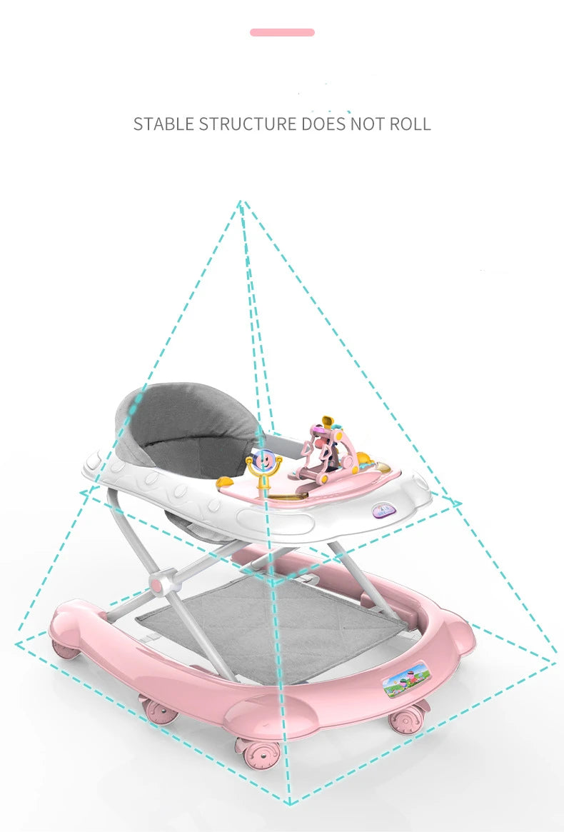 Baby Walker with Music Anti O-shaped Legs Multifunctional Anti Fall