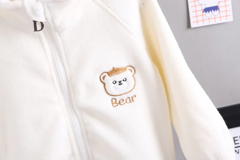 2024 new winter girls plush set for boys casual sports two-piece set for baby toddler outdoor clothing sets