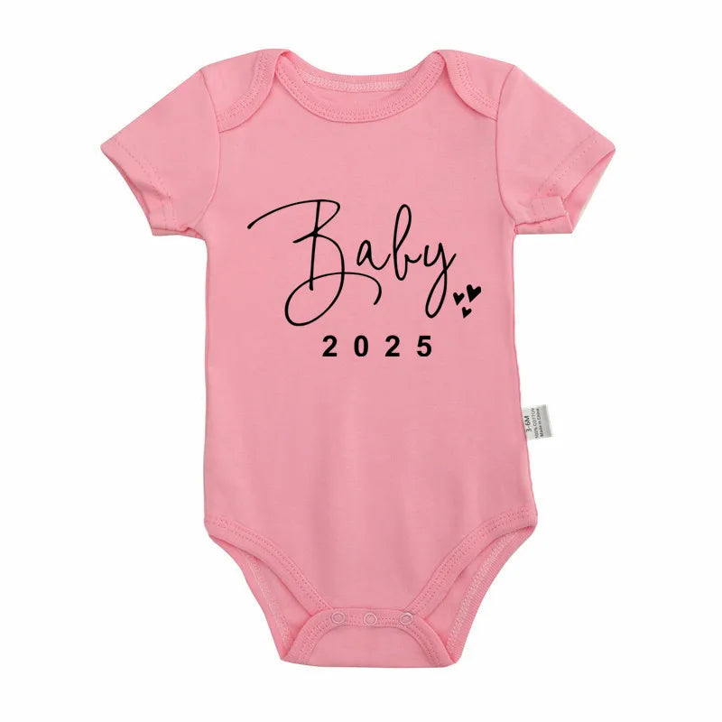 Baby 2025 Pregnancy Announcement Newborn Baby Bodysuits Cotton Summer Boys Girls Romper Jumpsuit Clothes Outfit