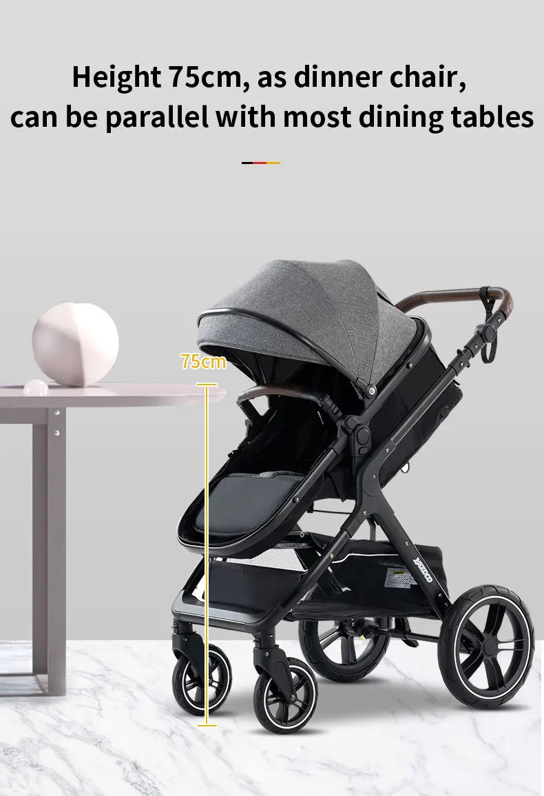 New Luxury Baby Stroller 3 in 1 Portable Travel Baby Carriage Fold Pram High Landscape Aluminum Frame Newborn Infant Stroller