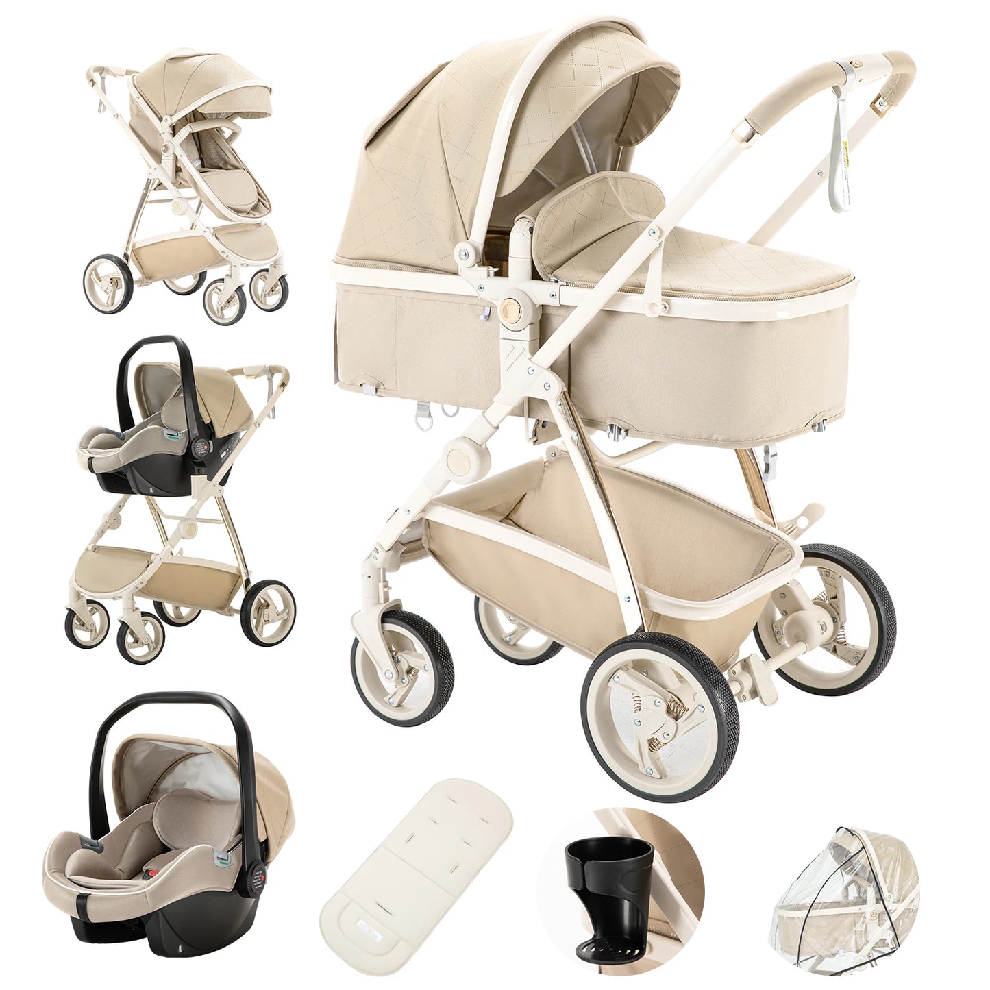 Baby stroller 3 in 1 Baby carriage Portable luxurious travel