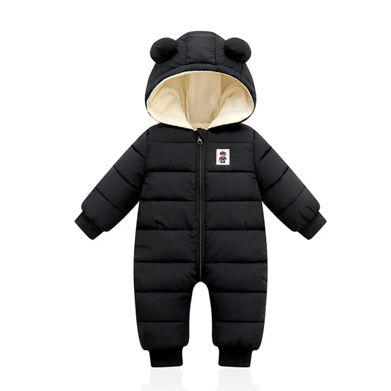 Winter Baby Newborn Plus Velvet Overalls Clothes Infant Boys Girls Warm Thick Jumpsuit Hooded Outfits Down Cotton kids Romper