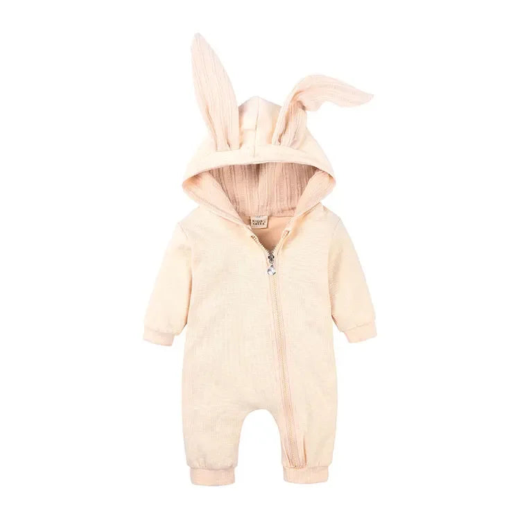 Cartoon Newborn Baby Clothes Boys Romper Long Sleeve Hooded Zipper Baby Girl Romper Spring & Autumn Infant Clothing 3-18 Months