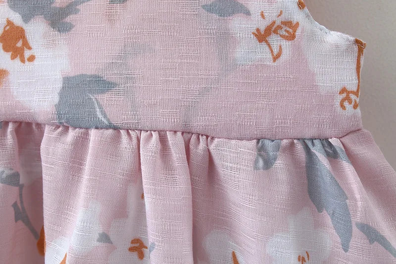 Cute Flower Printed Bow Dress