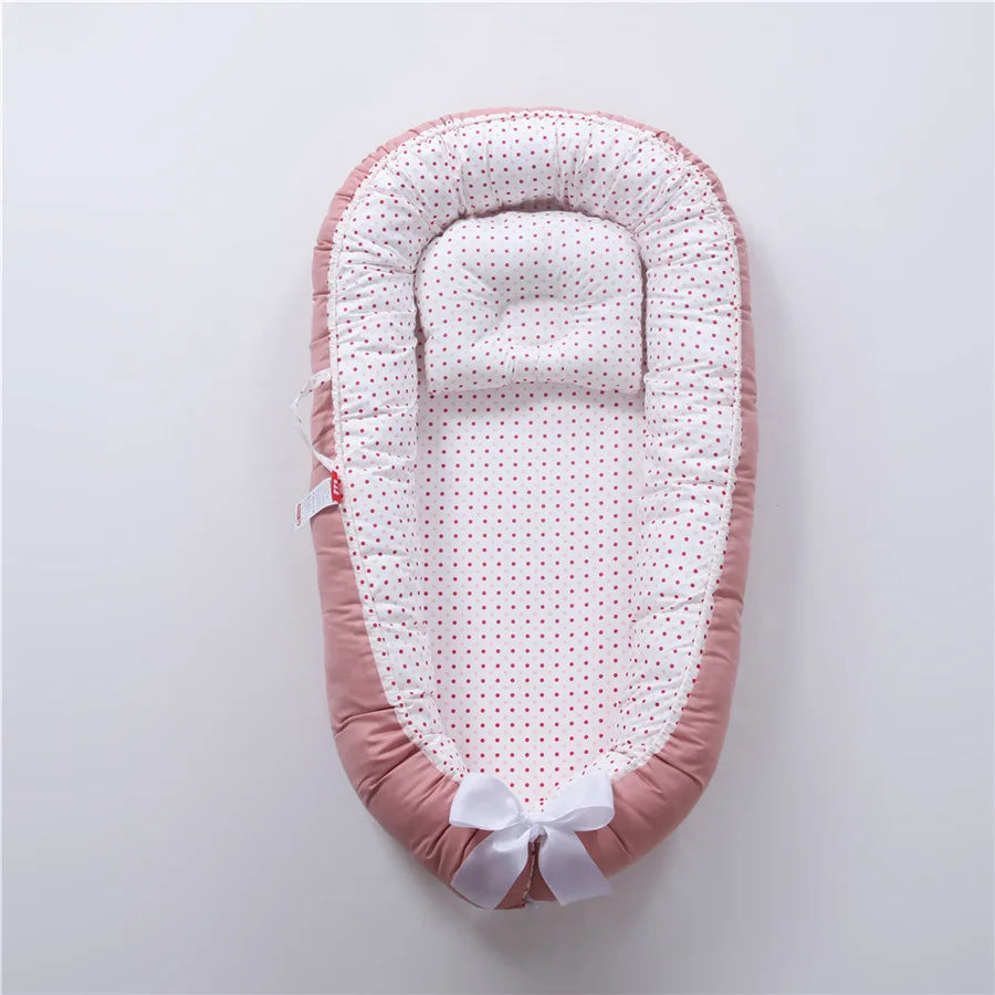 85*50cm Baby Nest Bed with Pillow Portable Crib Travel Bed Infant Toddler Cotton Cradle for Newborn Baby Bed Bassinet Bumper