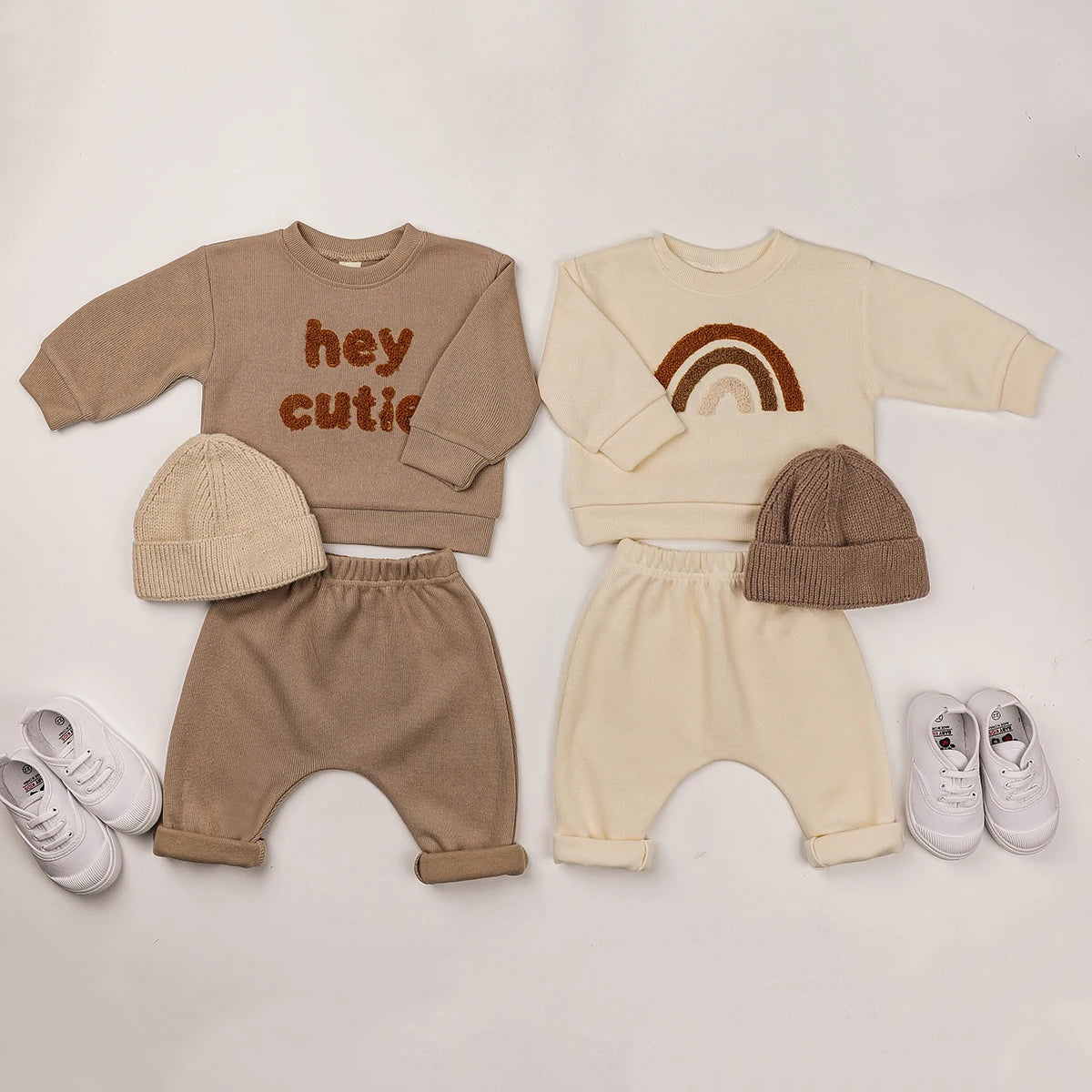 2024 Spring Baby Boys Clothes Cute Organic Cotton Sets Girls Long Sleeve Casual Sweatshirt+Pants 2pcs Kids Clothes Sports Suit