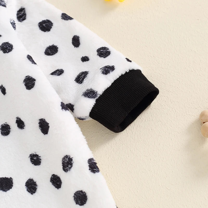Dalmatian Costume Hooded Long Sleeve Button Romper Jumpsuit