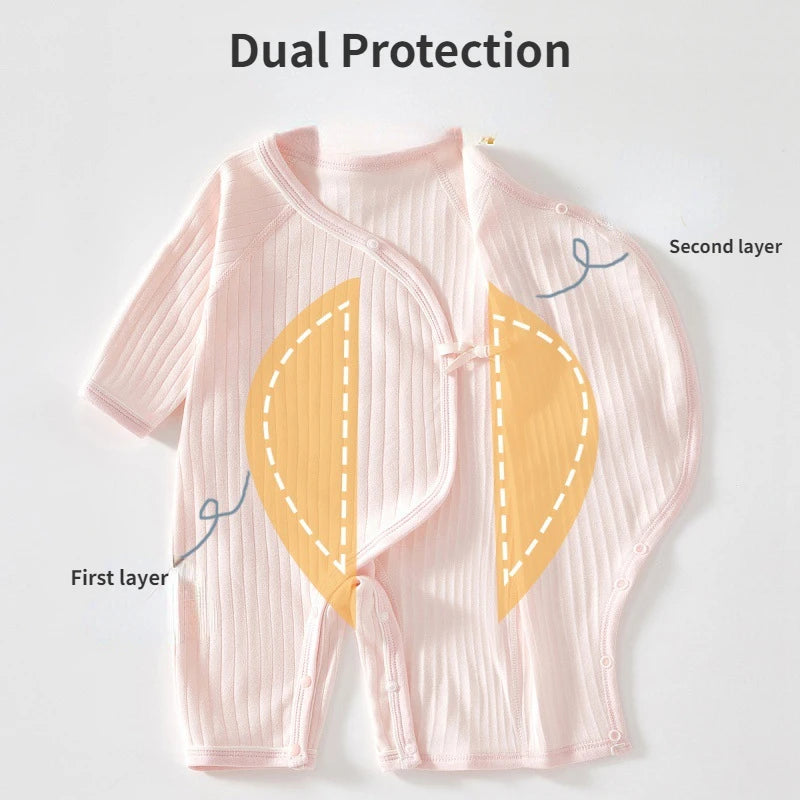 Boys Girls Newborn Jumpsuit Baby Cotton One-Piece Romper Infant Long Sleeve Boneless Pajamas Four Seasons 0-6M