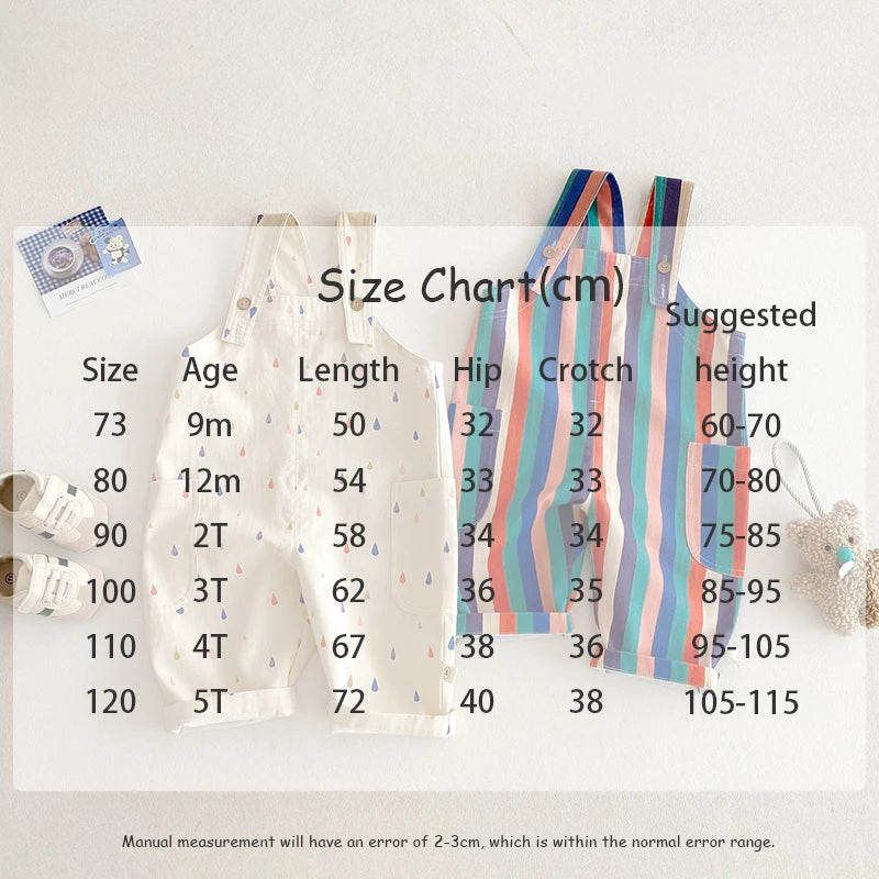 2025 Spring New Kids Clothes Fashion Overalls Polk Dot Jumpsuits Striped Overalls Children Play Suit