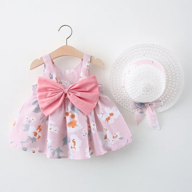 Cute Flower Printed Bow Dress