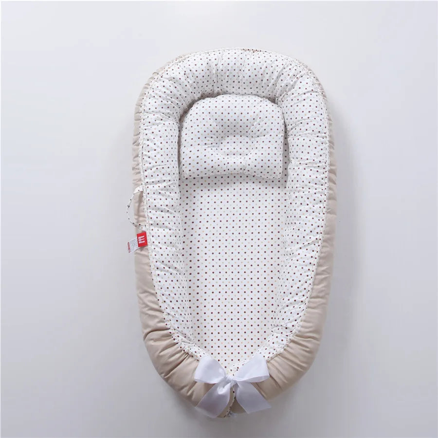 85*50cm Baby Nest Bed with Pillow Portable Crib Travel Bed Infant Toddler Cotton Cradle for Newborn Baby Bed Bassinet Bumper