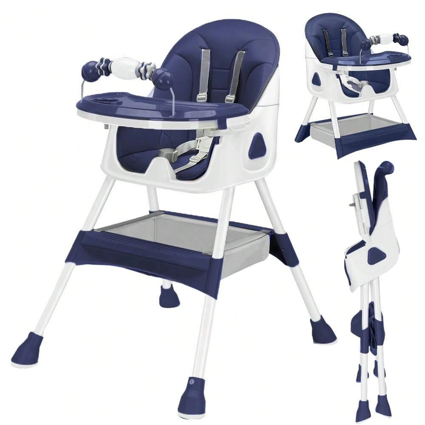 Foldable Baby High Chair 6 Months Plus, with Large Antislip Pad & ToyRack,