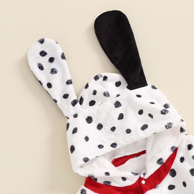 Dalmatian Costume Hooded Long Sleeve Button Romper Jumpsuit
