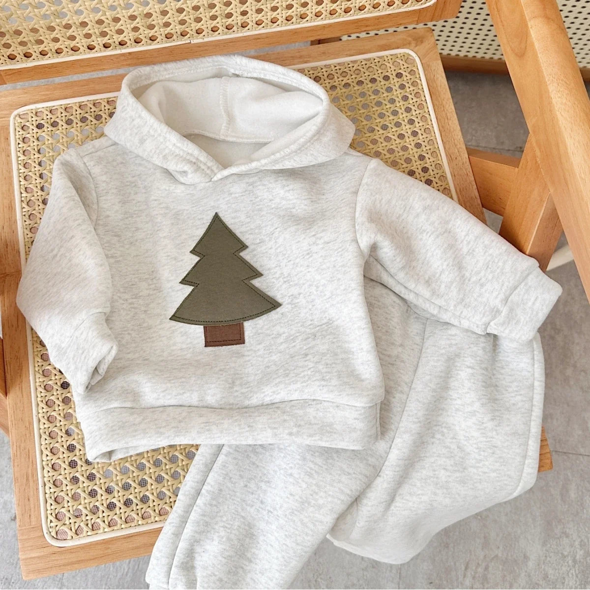 Winter Baby Clothes Set Hooded Tracksuit Christmas Tree Boys Kids Clothing Girls Thickening Plush Winter Warm Cotton Coat Suit