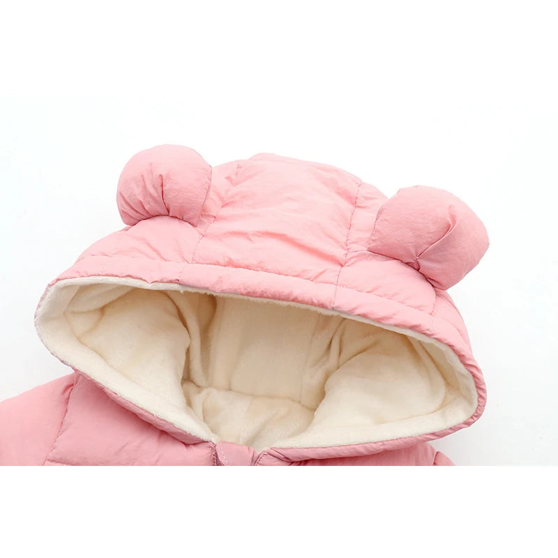 Winter Baby Newborn Plus Velvet Overalls Clothes Infant Boys Girls Warm Thick Jumpsuit Hooded Outfits Down Cotton kids Romper