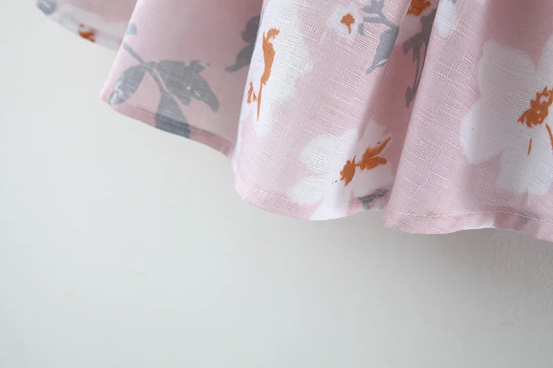 Cute Flower Printed Bow Dress