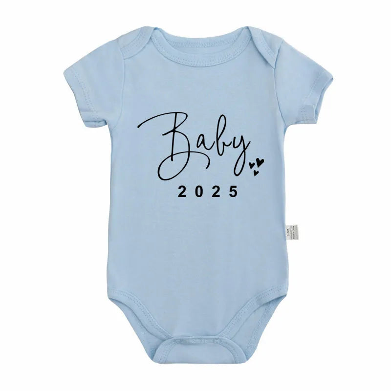 Baby 2025 Pregnancy Announcement Newborn Baby Bodysuits Cotton Summer Boys Girls Romper Jumpsuit Clothes Outfit