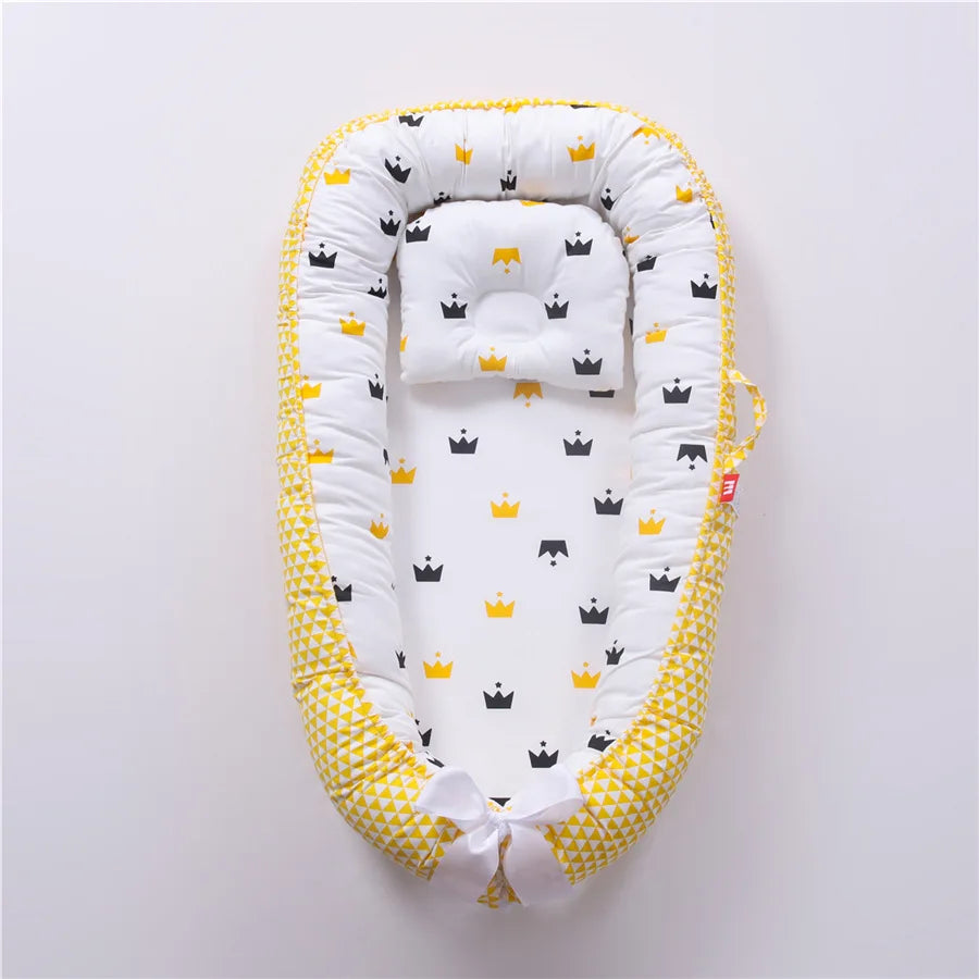 85*50cm Baby Nest Bed with Pillow Portable Crib Travel Bed Infant Toddler Cotton Cradle for Newborn Baby Bed Bassinet Bumper