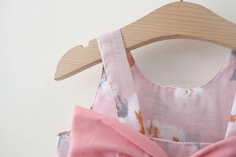 Cute Flower Printed Bow Dress