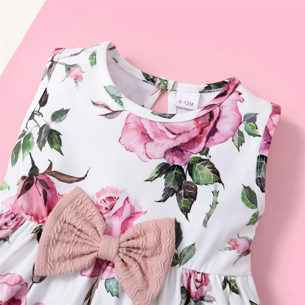 Set Pink Long Sleeves Coat+Flower Dress
