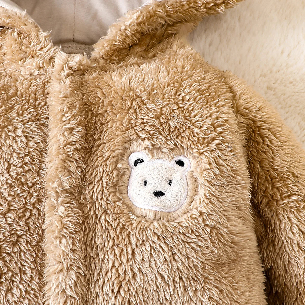 hibobi Winter Children's Cotton Jumpsuit Bear Shape Hooded Long-Sleeved Plush Romper Suitable For Children Under One Year Old