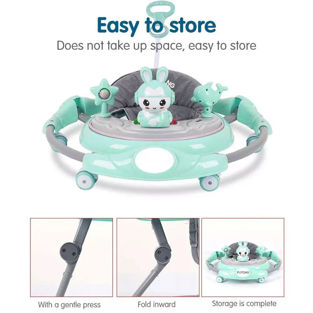 6-18 Months Stroller Adjustable Walker Folding Feeding Tray Music Lights