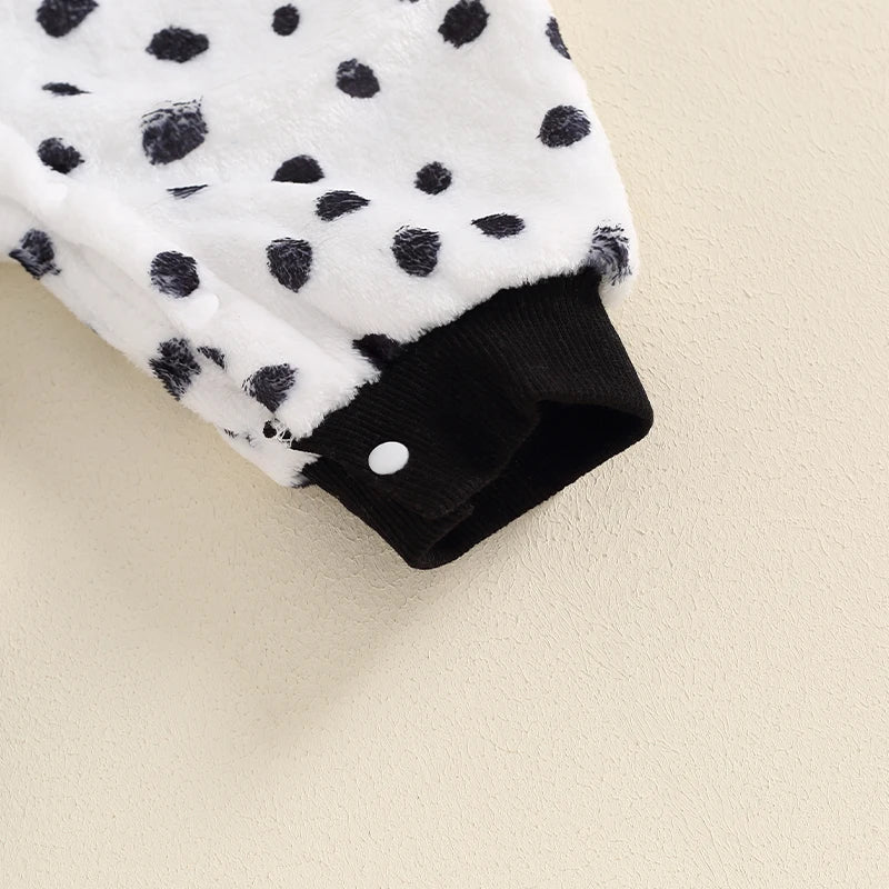 Dalmatian Costume Hooded Long Sleeve Button Romper Jumpsuit
