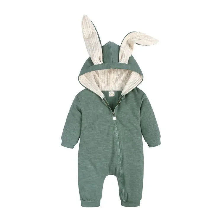 Cartoon Newborn Baby Clothes Boys Romper Long Sleeve Hooded Zipper Baby Girl Romper Spring & Autumn Infant Clothing 3-18 Months