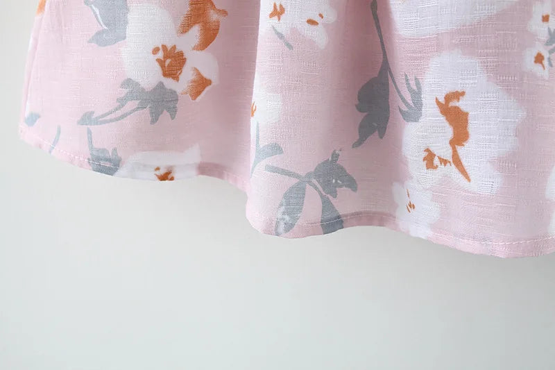 Cute Flower Printed Bow Dress