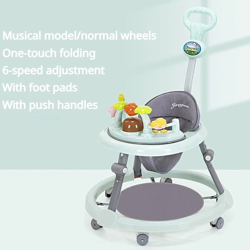 Baby Activity Walker with Music & Light Removable Footrest Toy Rack