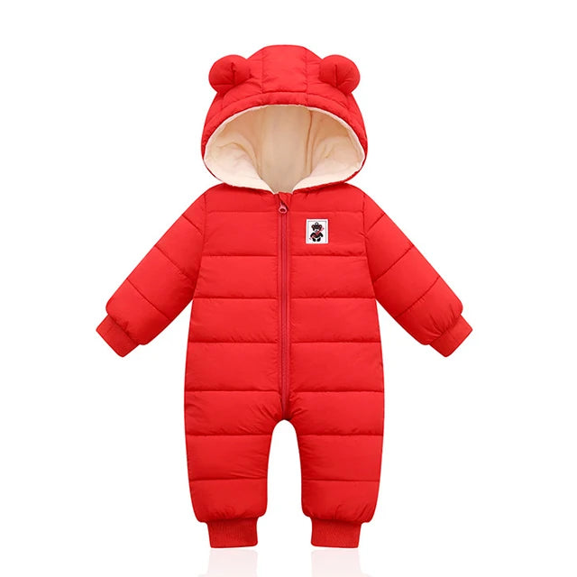Winter Baby Newborn Plus Velvet Overalls Clothes Infant Boys Girls Warm Thick Jumpsuit Hooded Outfits Down Cotton kids Romper
