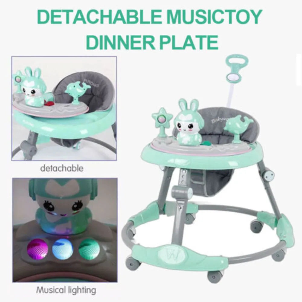 6-18 Months Stroller Adjustable Walker Folding Feeding Tray Music Lights