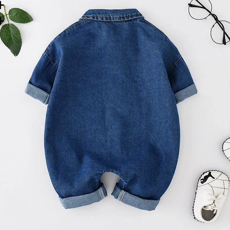 Baby Jumpsuits No Bag Spring And Autumn Japanese And Korean Version Girls Romper Children'S Clothes Boy Romper Denim Clothes