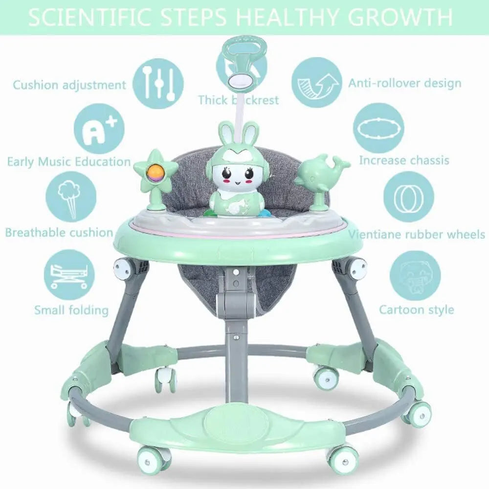 6-18 Months Stroller Adjustable Walker Folding Feeding Tray Music Lights