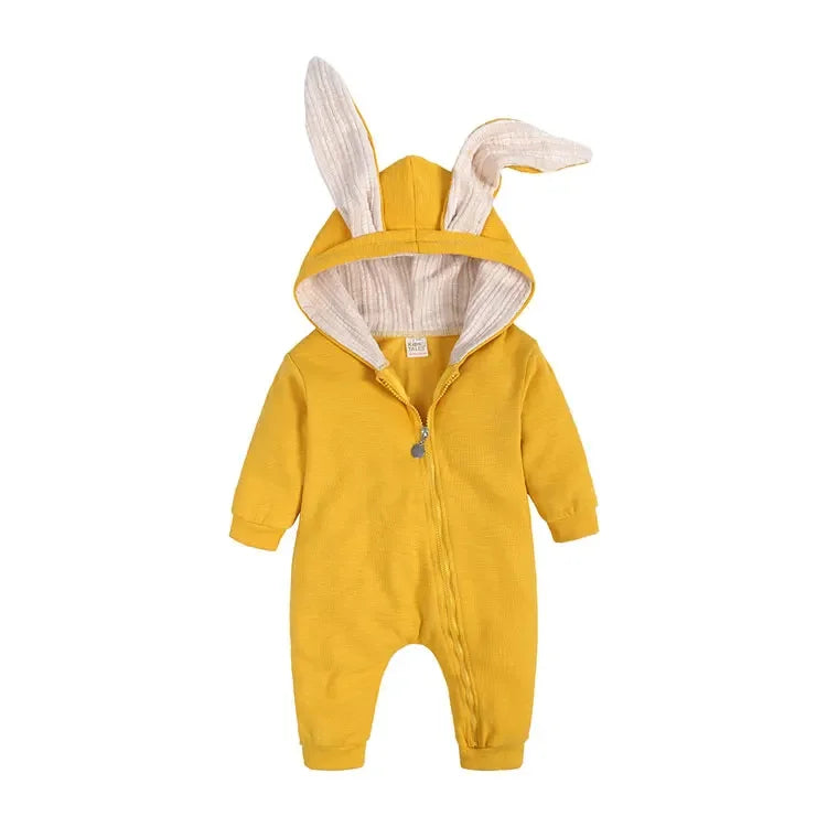 Cartoon Newborn Baby Clothes Boys Romper Long Sleeve Hooded Zipper Baby Girl Romper Spring & Autumn Infant Clothing 3-18 Months