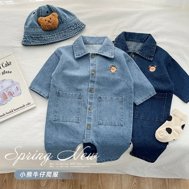 Autumn Baby Clothes Infant Boys Girls Clothes Denim Jumpsuits for Infants and Newborn Polo Outdoor Crawling Outfit Rompers
