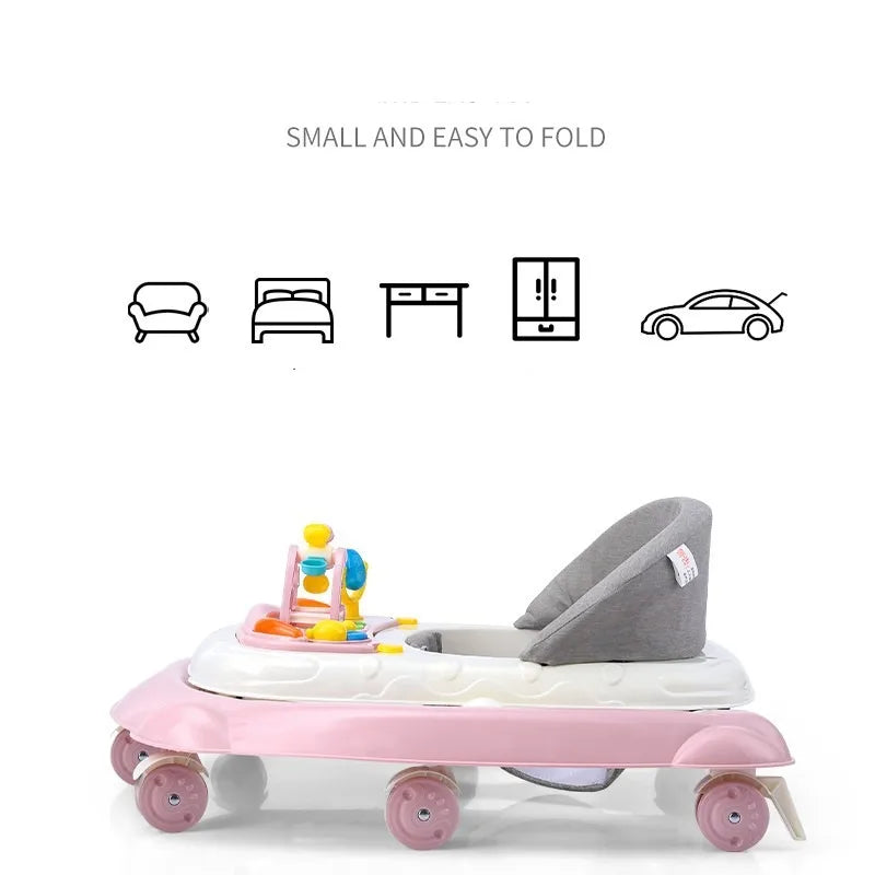 Baby Walker with Music Anti O-shaped Legs Multifunctional Anti Fall