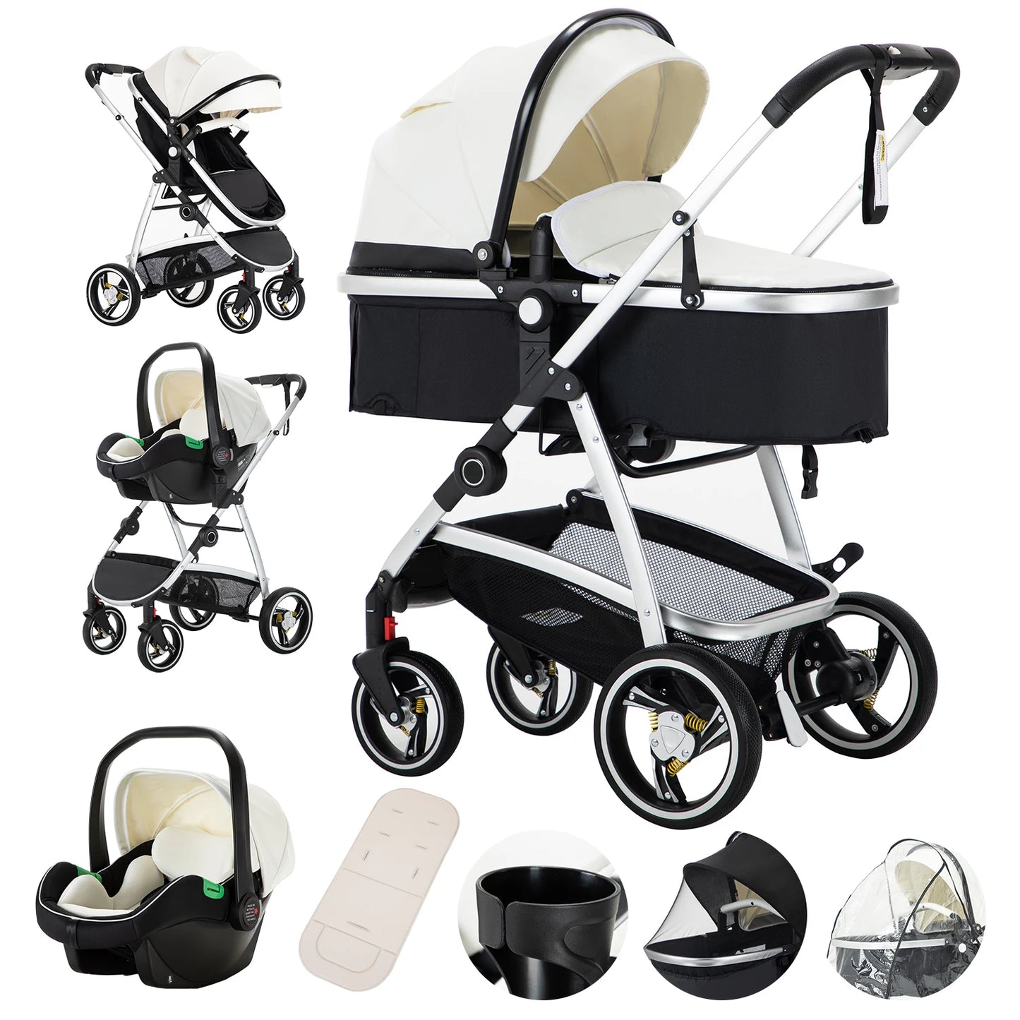 Baby stroller 3 in 1 Baby carriage Portable luxurious travel