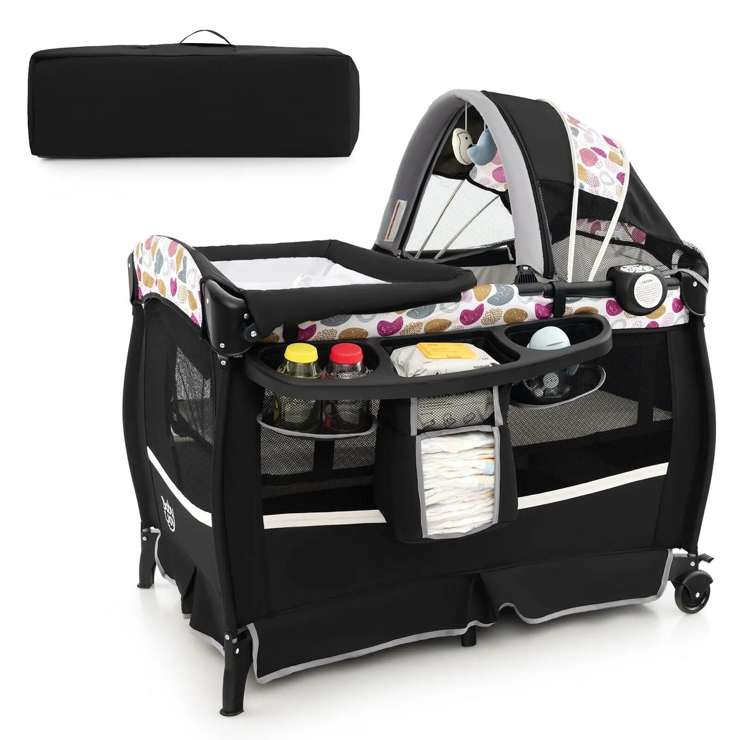 4 in 1 Baby Crib Bassinet Bed Infant Changing Table Portable Nursery Play Center