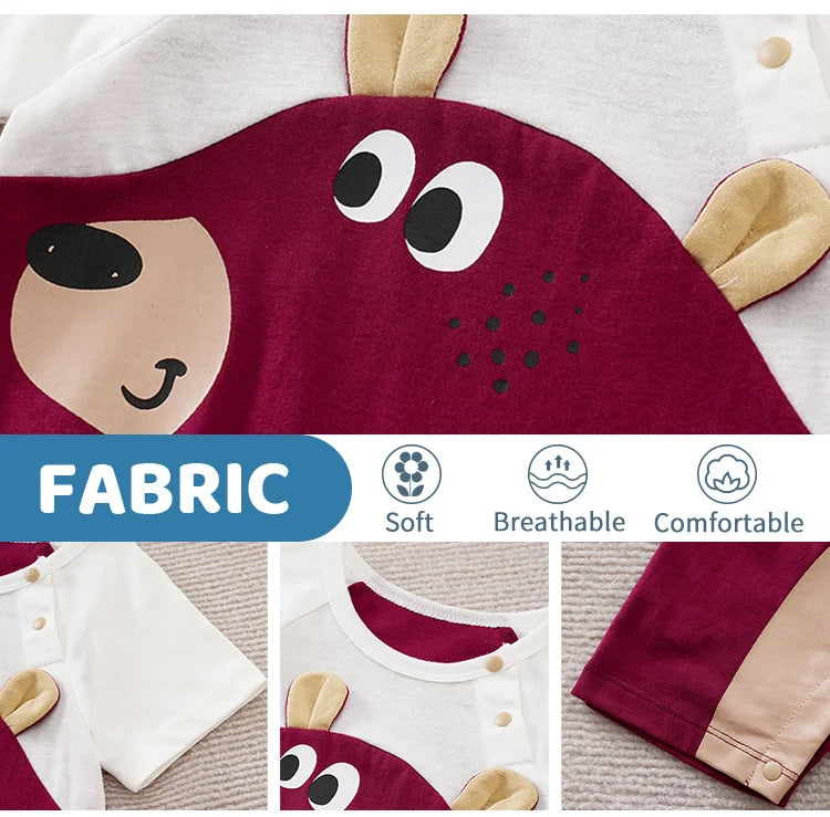 Summer Boys and Girls Cute Anime Little Bear Cotton Comfortable Casual Short Sleeve Round Neck Baby Bodysuit