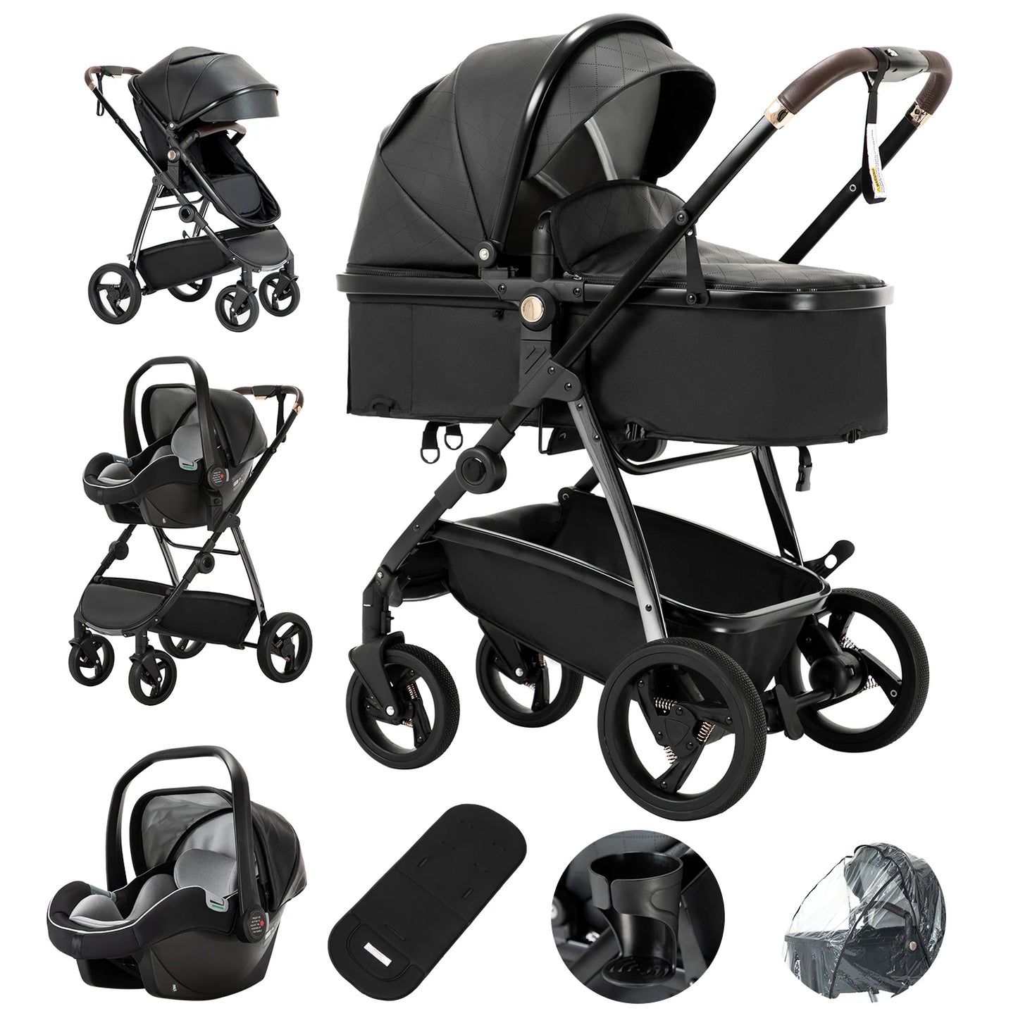 Baby stroller 3 in 1 Baby carriage Portable luxurious travel