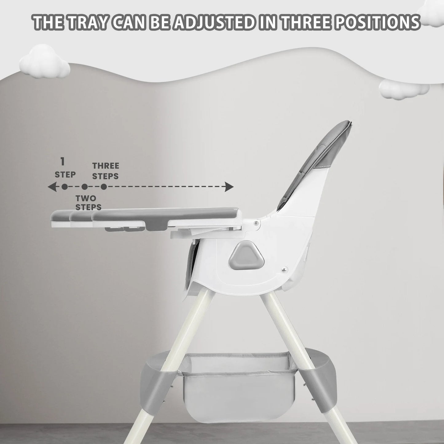 Foldable Baby High Chair 6 Months Plus, with Large Antislip Pad & ToyRack,