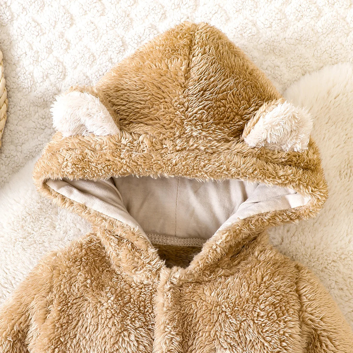 hibobi Winter Children's Cotton Jumpsuit Bear Shape Hooded Long-Sleeved Plush Romper Suitable For Children Under One Year Old