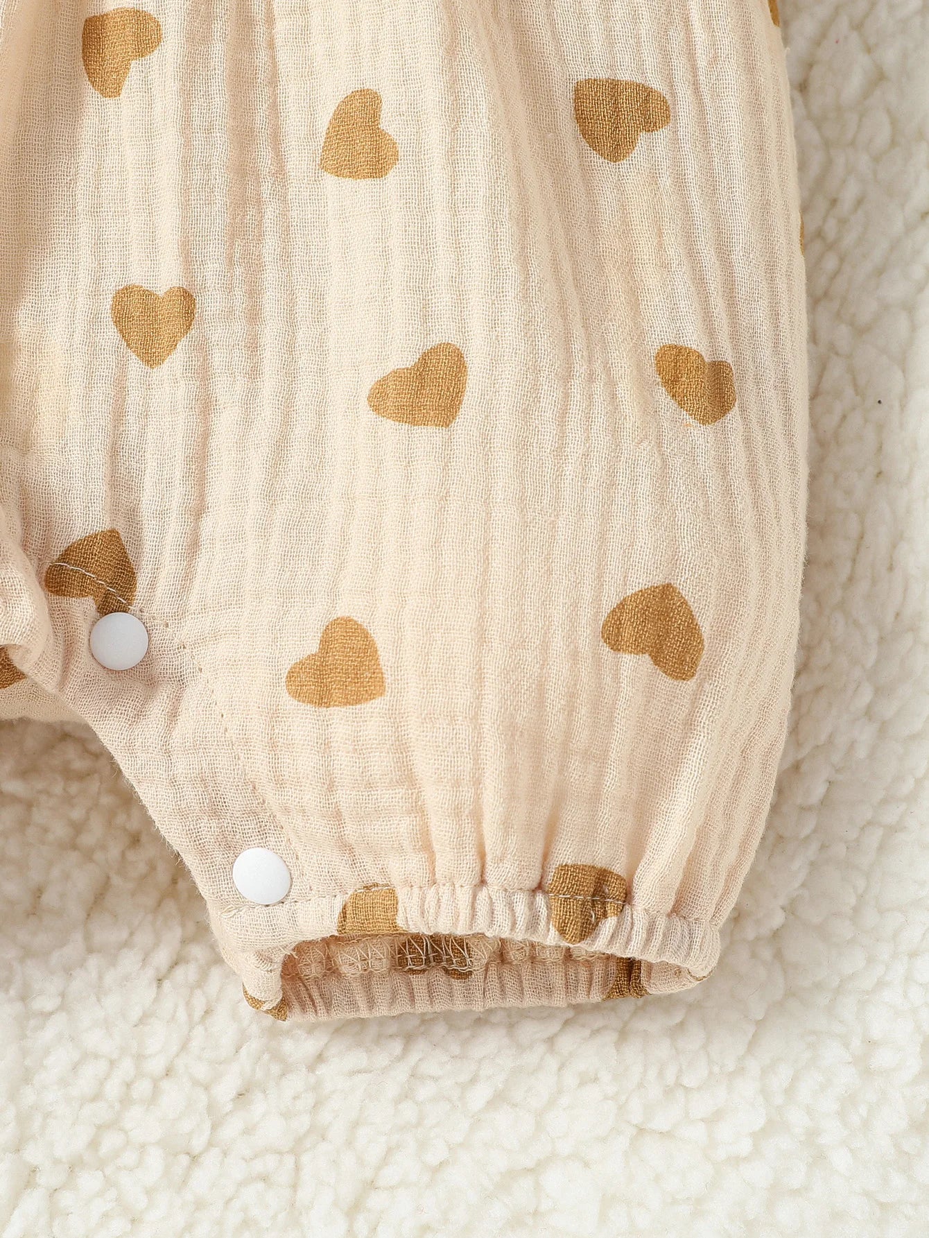 Baby Newborn-9M Short Sleeve Summer 2024 Girl's Print HEART With Bow Jumpsuit Streetwear+Headband