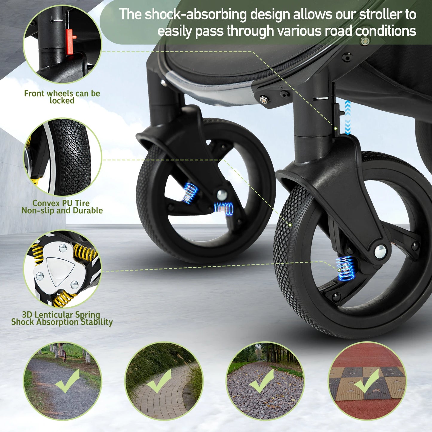 Baby stroller 3 in 1 Baby carriage Portable luxurious travel