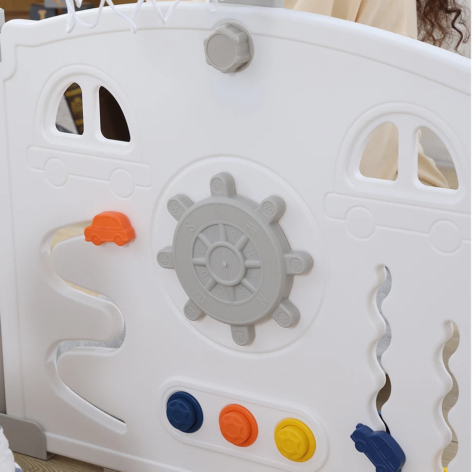 Foldable Baby Playpen with Basketball Hoop & 50Pcs Coloured Pit Balls